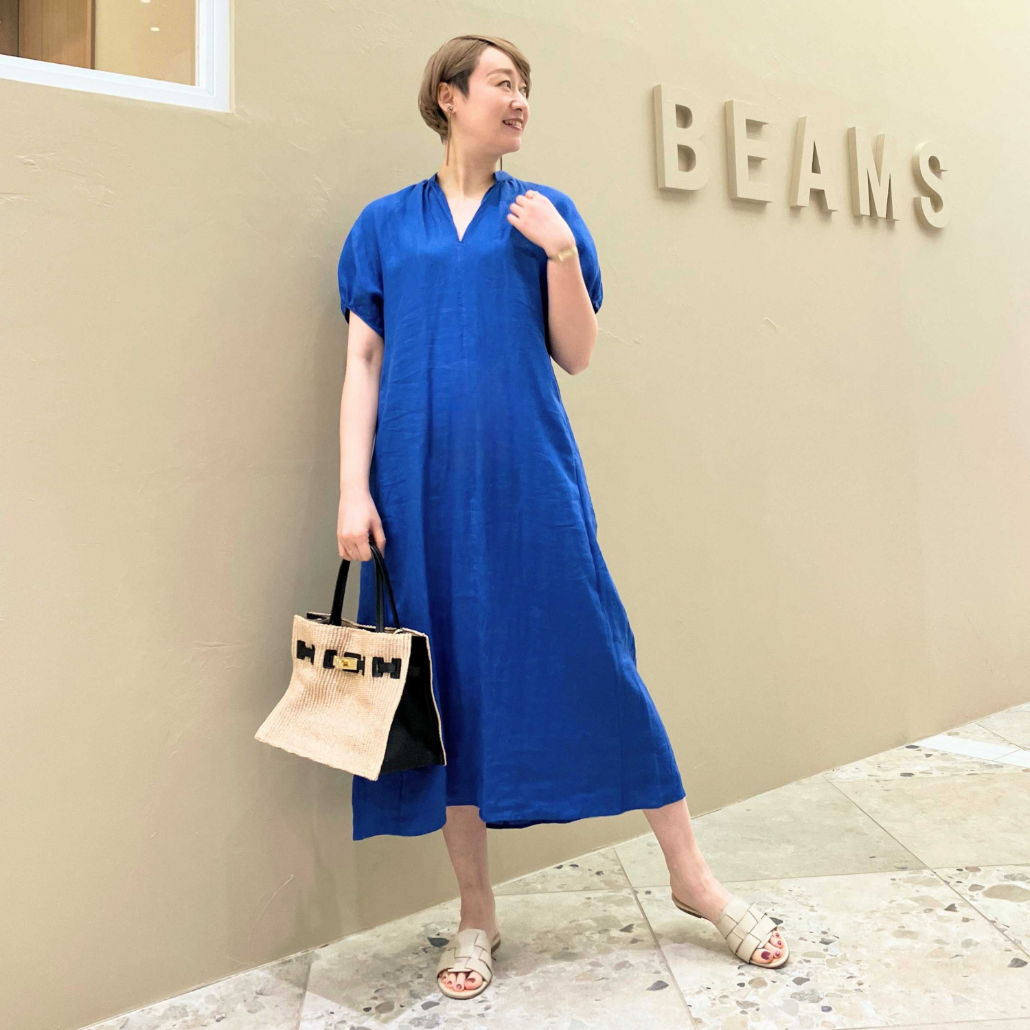 〈Demi-Luxe BEAMS〉TICCA/リネンバルーンスリーブワンピース