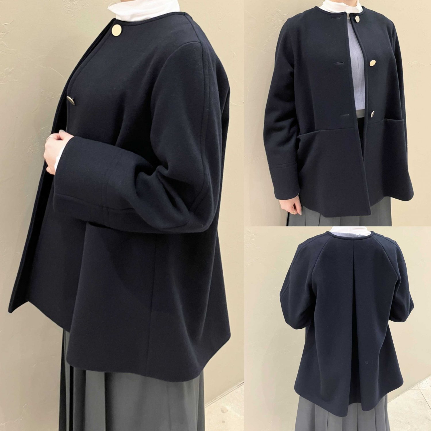 〈Demi-Luxe BEAMS〉ソフトメルトンノーカラーコート