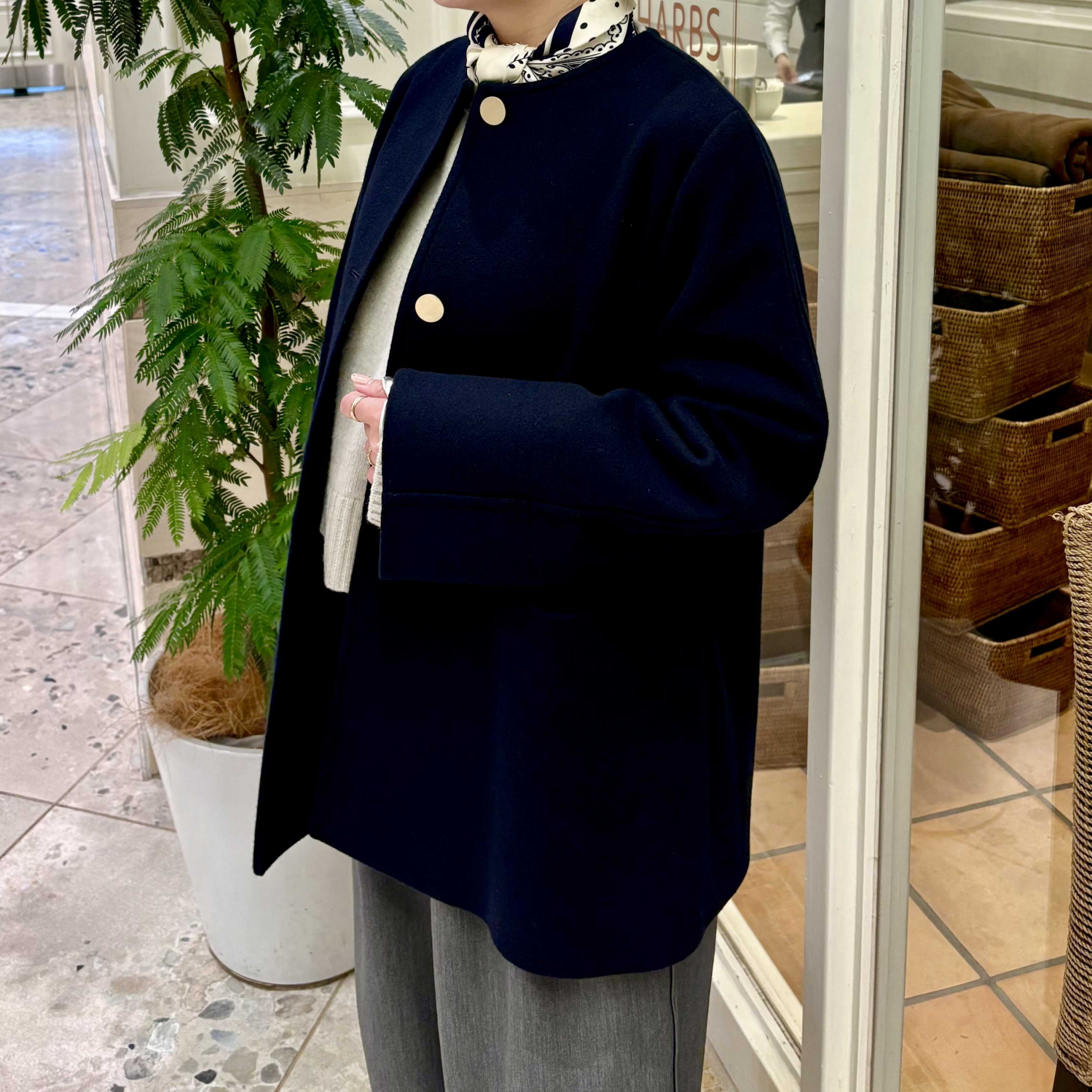 〈Demi-Luxe BEAMS〉ソフトメルトン ノーカラーコート