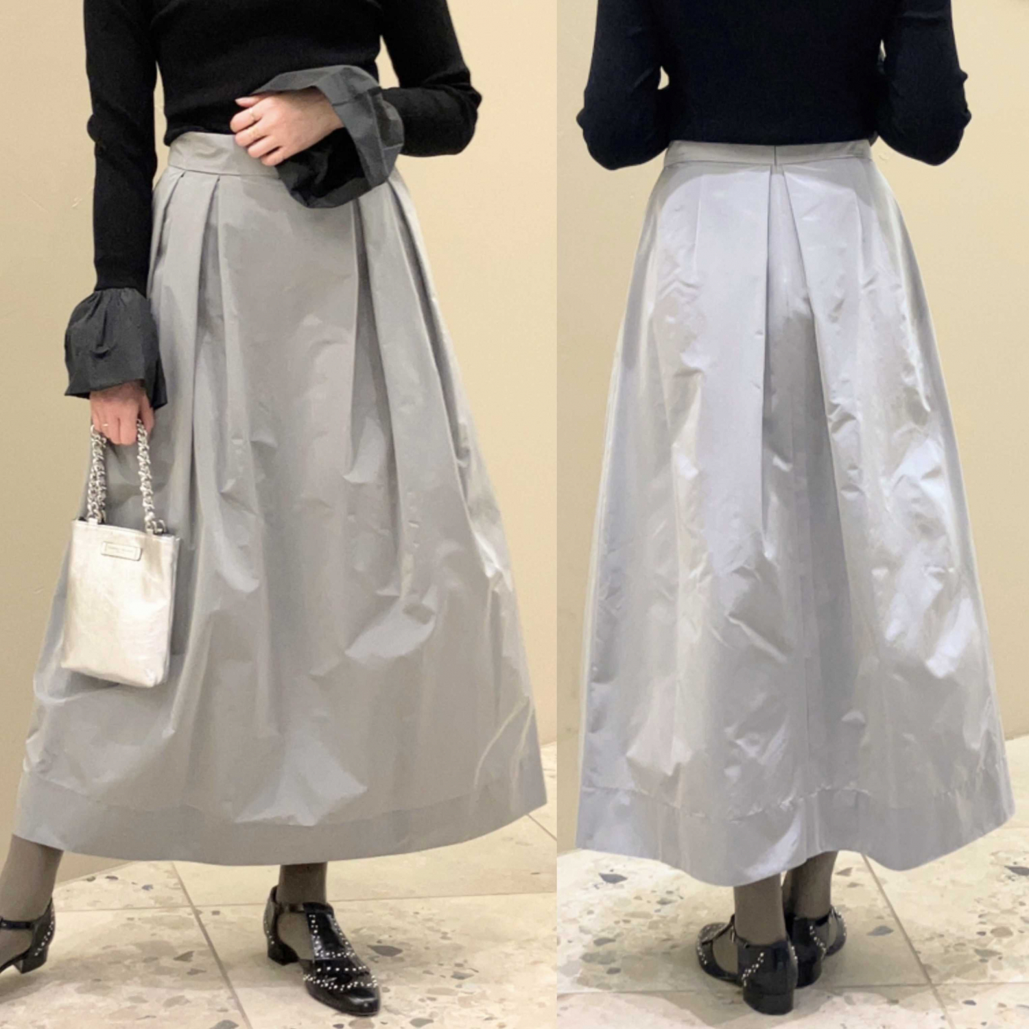 〈Demi-Luxe BEAMS〉シルバータックスカート