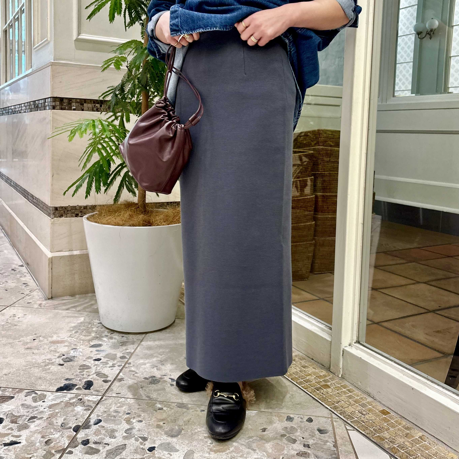 〈Demi-Luxe BEAMS〉シンプルタイトニットスカート・キャミソール