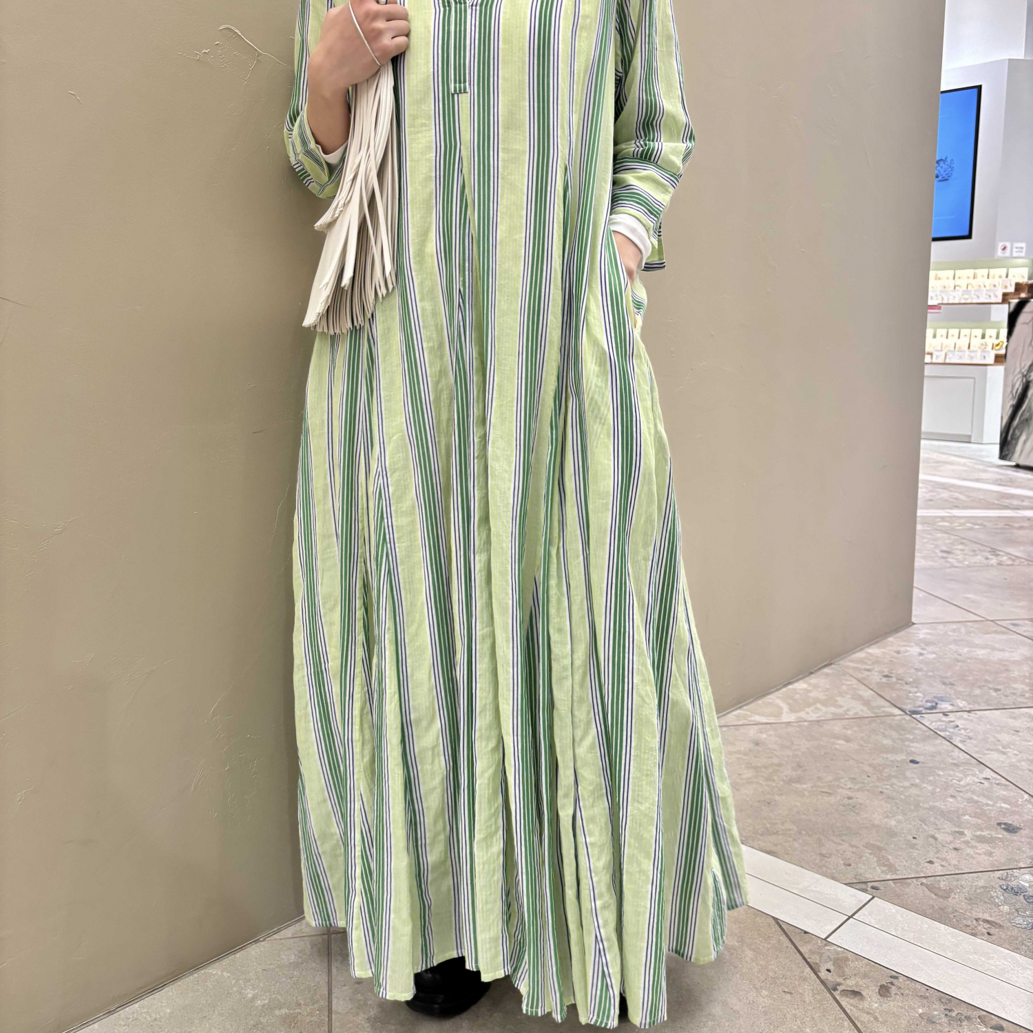 〈Demi-Luxe BEAMS〉ne Quittez pas / ボイル ストライプ パネル ワンピース