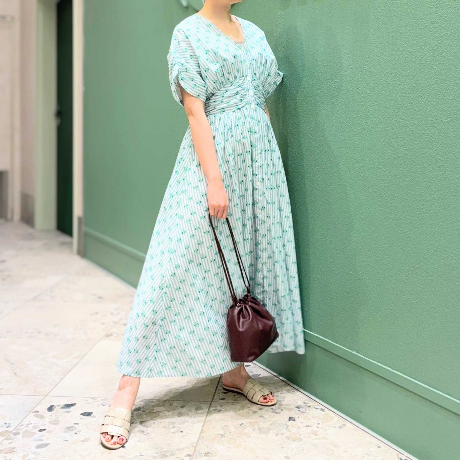 〈Demi-Luxe BEAMS〉ne Quittez pas / スモール フラワー ギャザー ワンピース