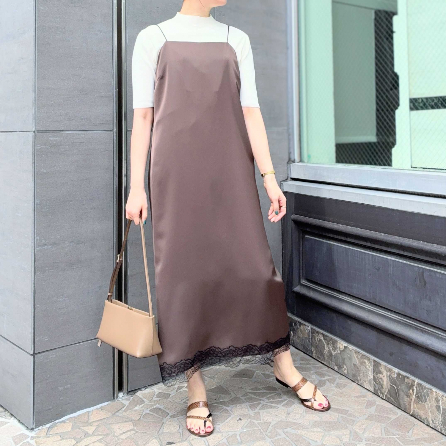 〈Demi-Luxe BEAMS〉リバーレース キャミソール ワンピース