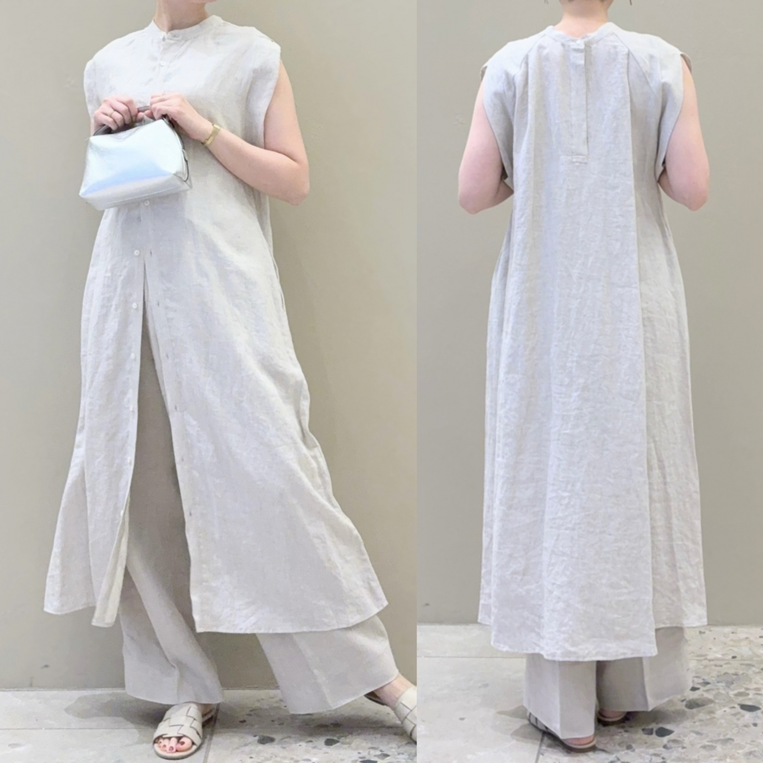 〈Demi-Luxe BEAMS〉TICCA/リネン2WAYフレンチスリーブワンピース