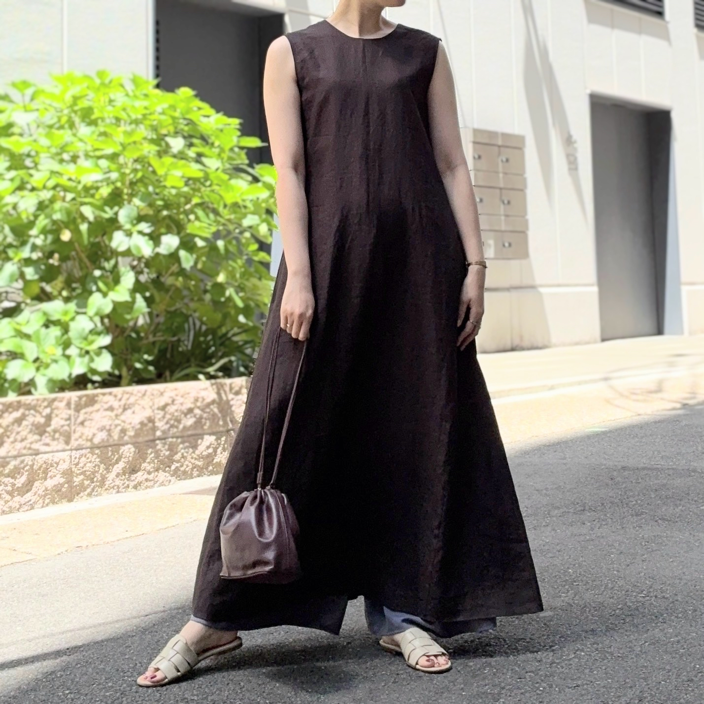 〈Demi-Luxe BEAMS〉シンプル リネン 2WAY ドレス .M
