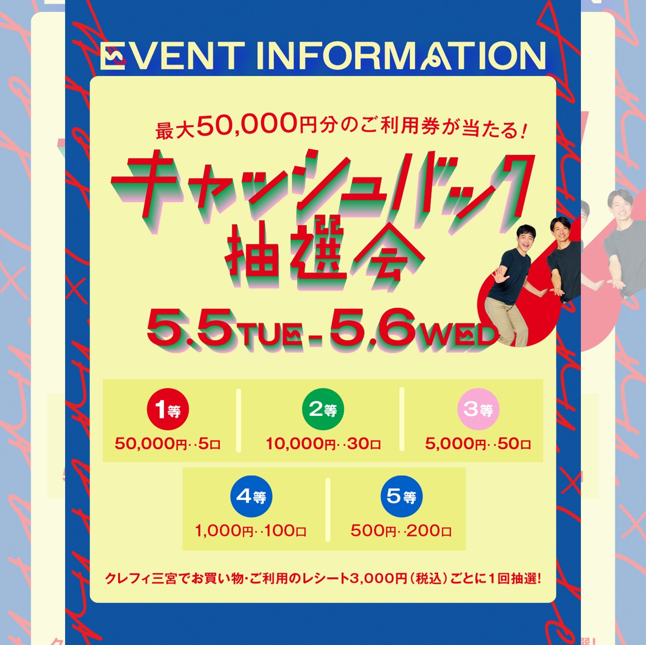 ジャルジャル×Clefy　UNLOCK GW開催！　＊キャッシュバック抽選会　注意事項＊